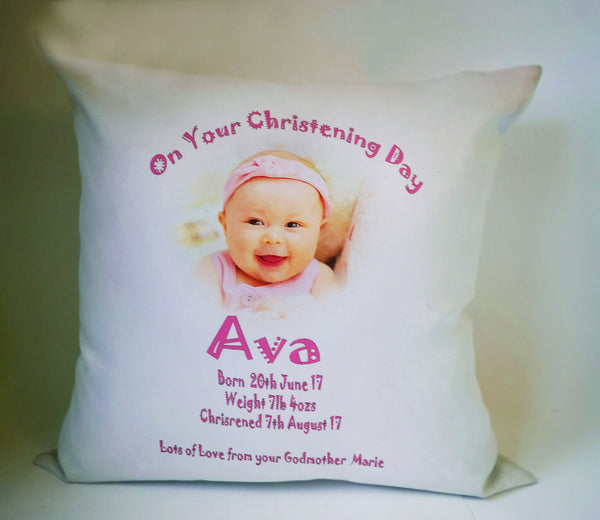 Christening Personalised Cushion Cover